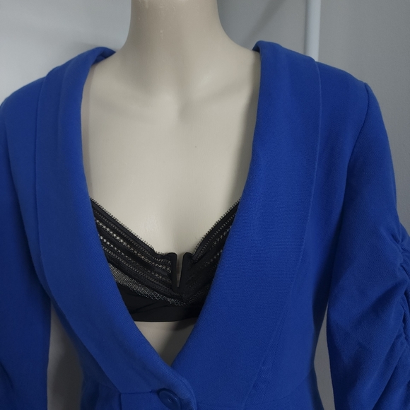 Aus S Zara Blue Cropped Blazer Peplum Jacket - Picture 10 of 16